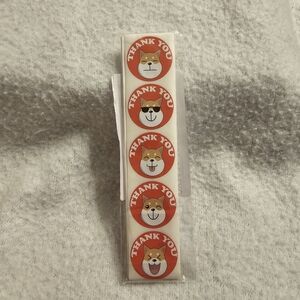 100 1" Shiba Inu Dog Thank You Stickers